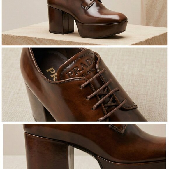 Prada Shoes - Prada Leather Lace-up Platform